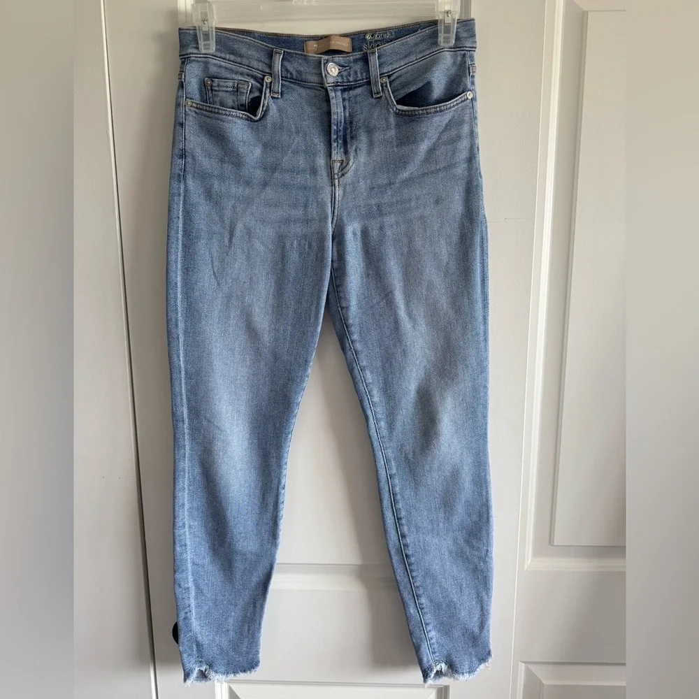 7 For All Mankind Luxe Vintage ankle skinny jeans with raw hem